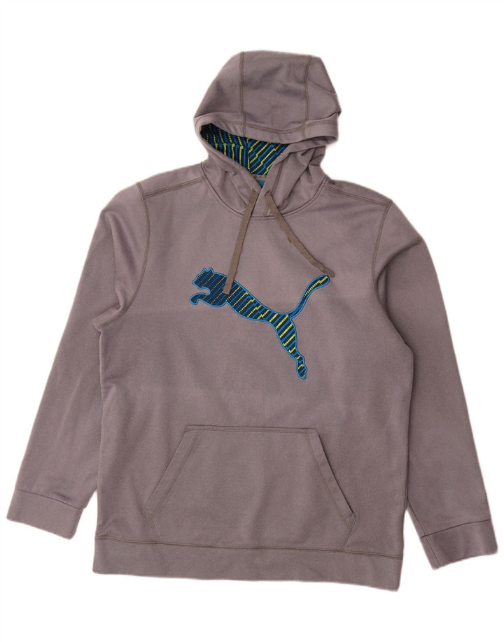 Puma muška majica s kapuljačom, veliki sivi poliester
