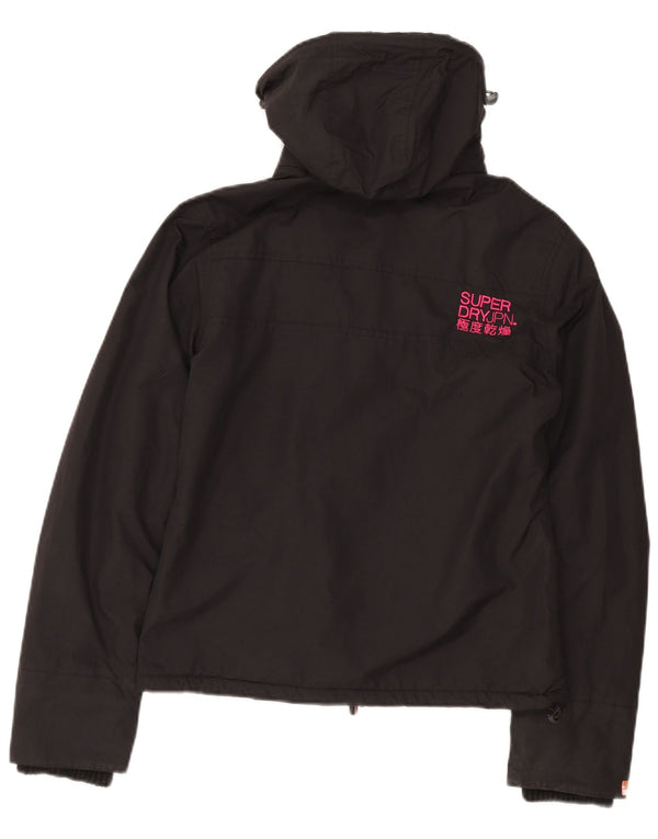 Superdry ženska vjetrovka s kapuljačom UK 14 Srednje crni najlon