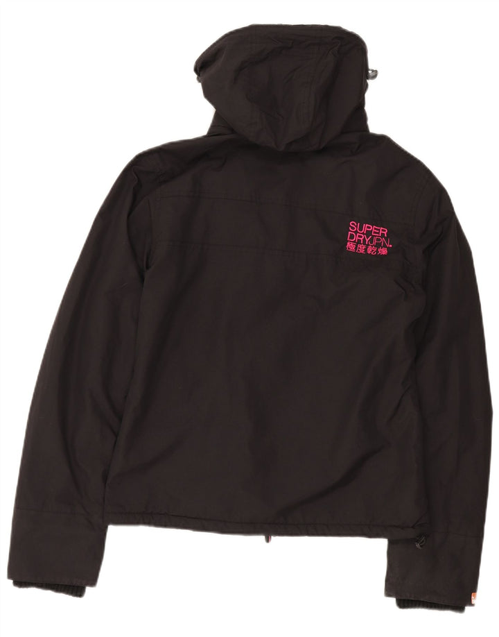Superdry ženska vjetrovka s kapuljačom UK 14 Srednje crni najlon