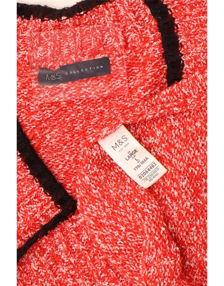 Marks & Spencer ženski džemper s V-izrezom UK 16 Veliki crveni poliester