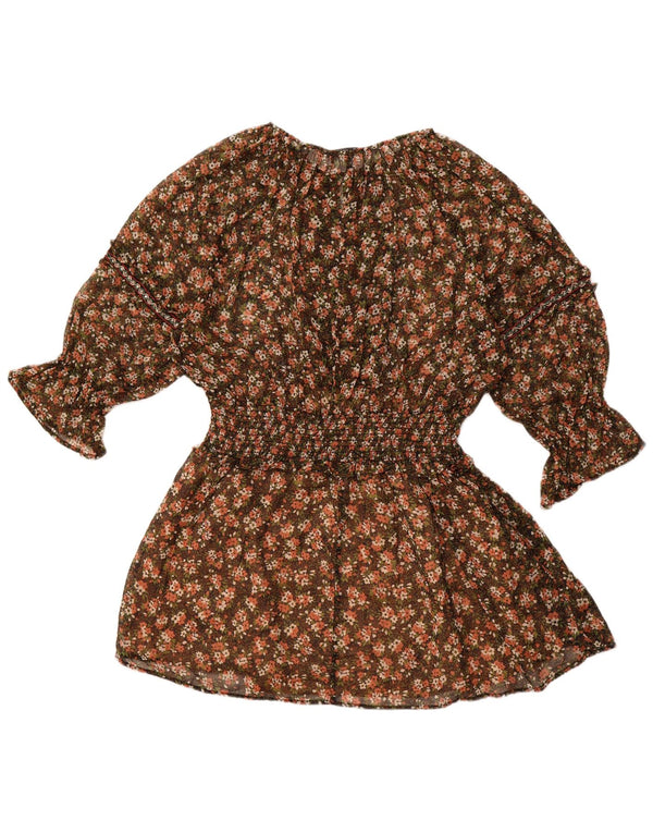 ZARA Womens 3/4 Sleeve A-Line Dress UK 18 XL Multicoloured Floral