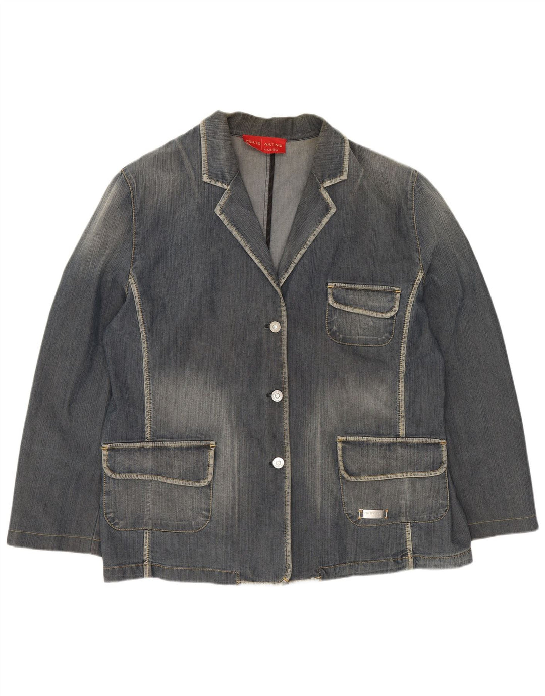 PERTE BY KRIZIA Ženska traper jakna s 3 gumba UK 14 Velika plava