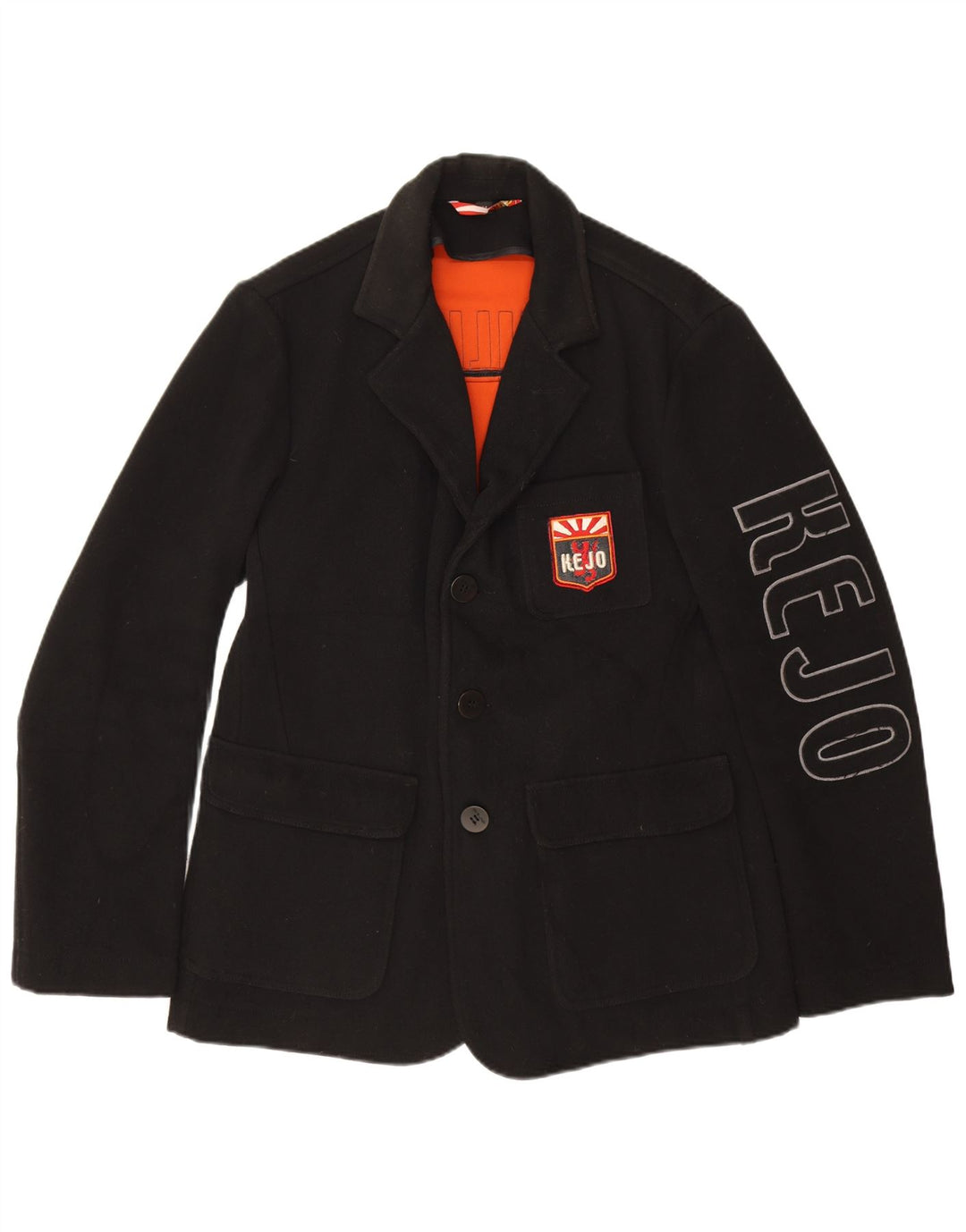 Kejo Muška jakna sa 3 gumba sa grafikom UK 38 srednje crna vuna