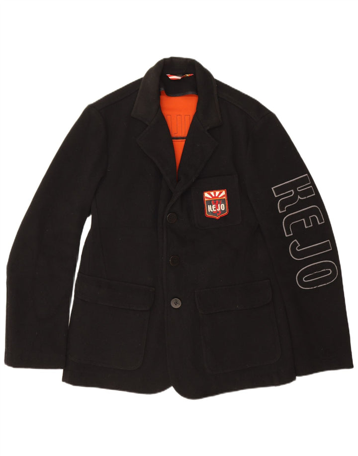 Kejo Muška jakna sa 3 gumba sa grafikom UK 38 srednje crna vuna