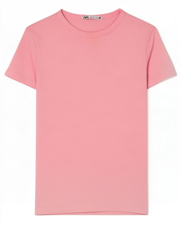 Zara Womens T-Shirt Top UK 8 Small Pink Cotton