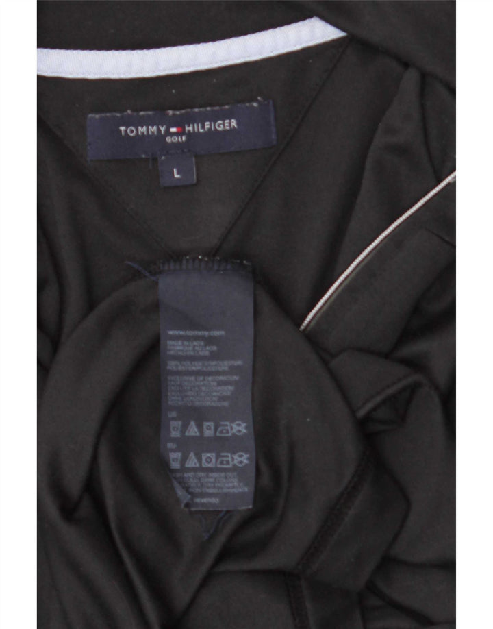 Muška majica s izrezom i dugim rukavima Tommy Hilfiger, veliki crni poliester