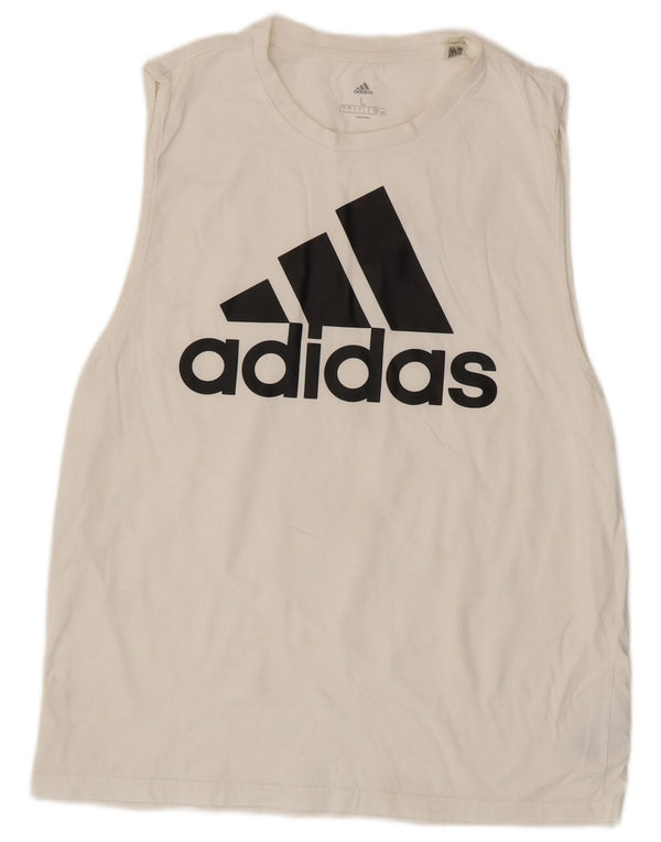 Adidas ženski grafički prsluk UK 16 Veliki bijeli pamuk