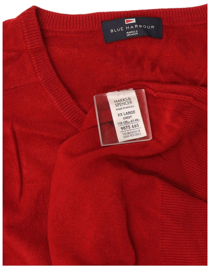 Marks & Spencer muški džemper s V-izrezom 2XL crveni akril