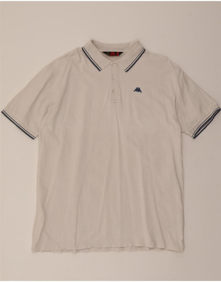 KAPPA Mens Polo Shirt XL White Cotton Vintage Kappa and Second-Hand Kappa from Messina Hembry 