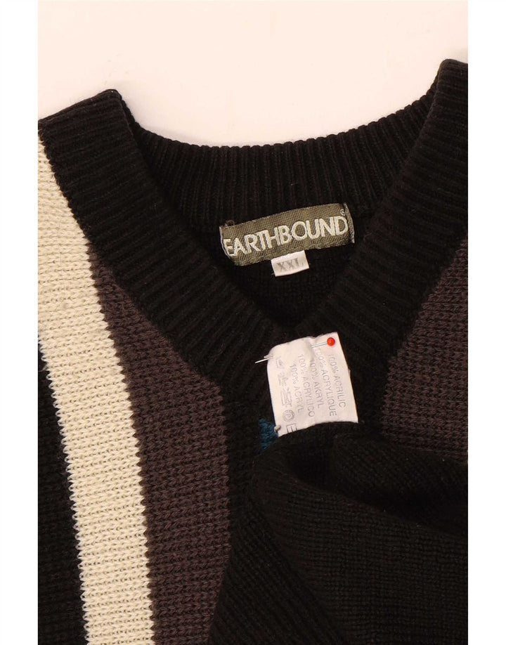 Earthbound muški džemper s V-izrezom 2XL crne boje