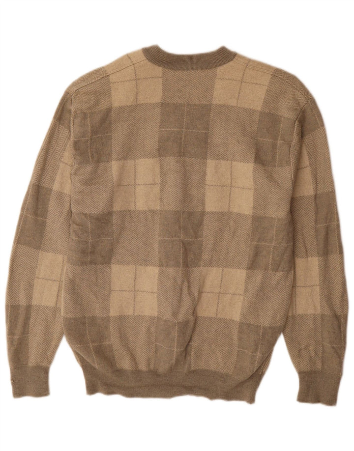 VALENTINO Muški džemper s V-izrezom XL siva patchwork vuna