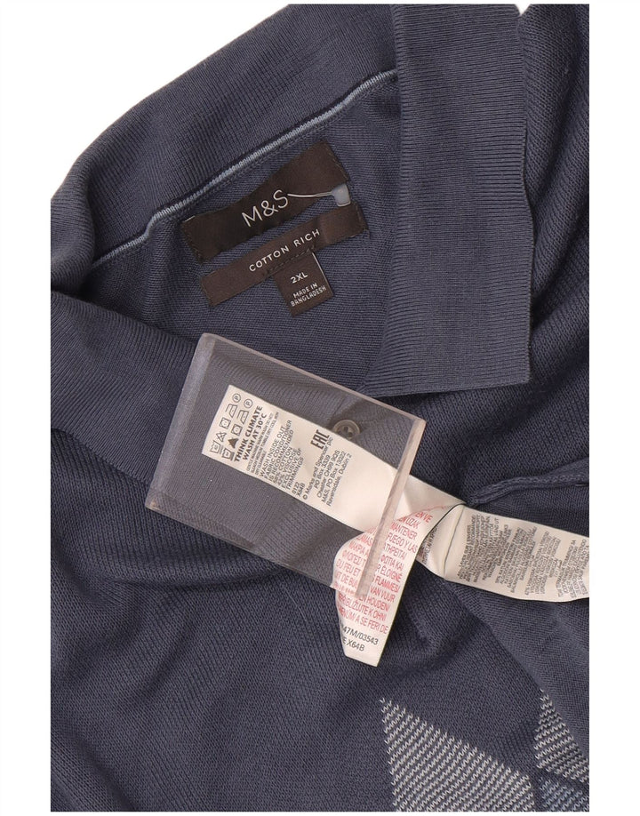 Marks & Spencer muški pulover s polo ovratnikom 2XL plavi Argyle/Diamond