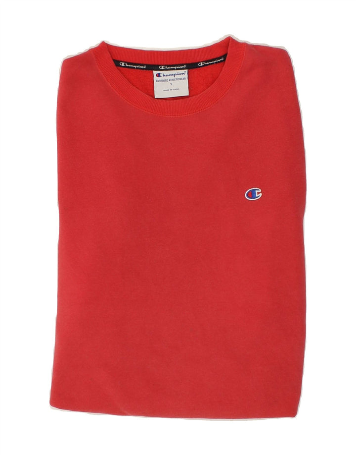 CHAMPION Mens Graphic Sweatshirt Jumper Small Red Cotton Vintage Champion and Second-Hand Champion from Messina Hembry 