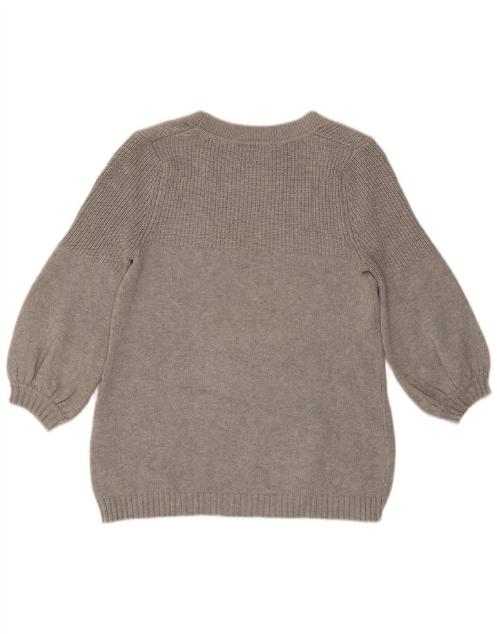 WAREHOUSE Ženski džemper s 3/4 rukavima s veznim izrezom UK 12 srednje sivi