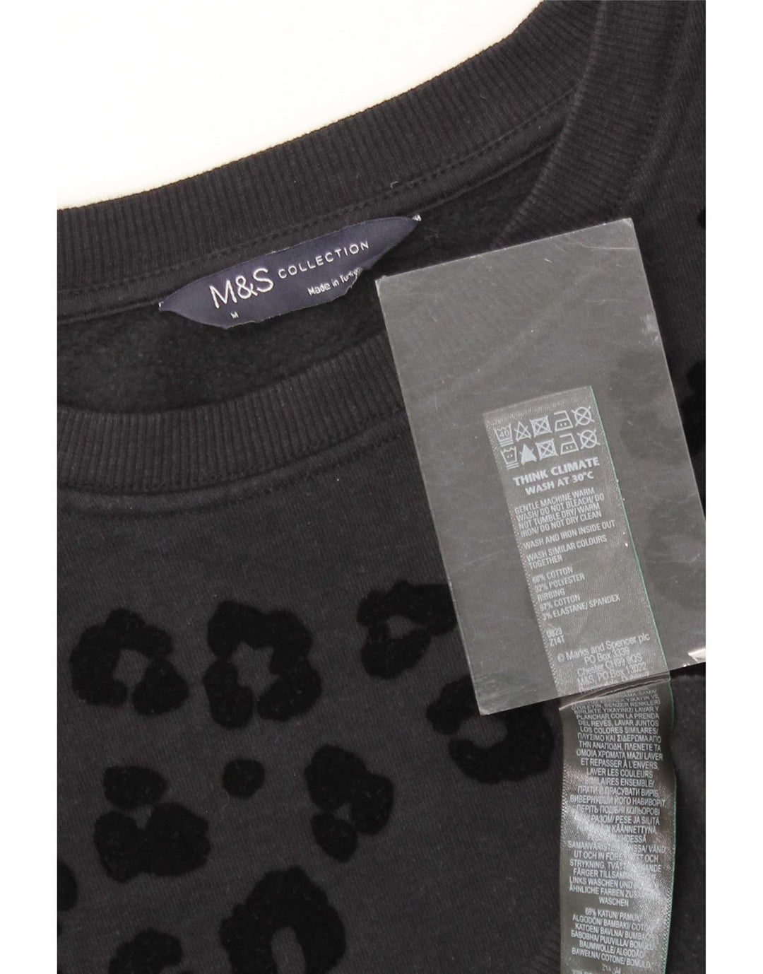 Marks & Spencer Ženska majica s kratkim rukavima UK 14 Srednje crni životinjski print