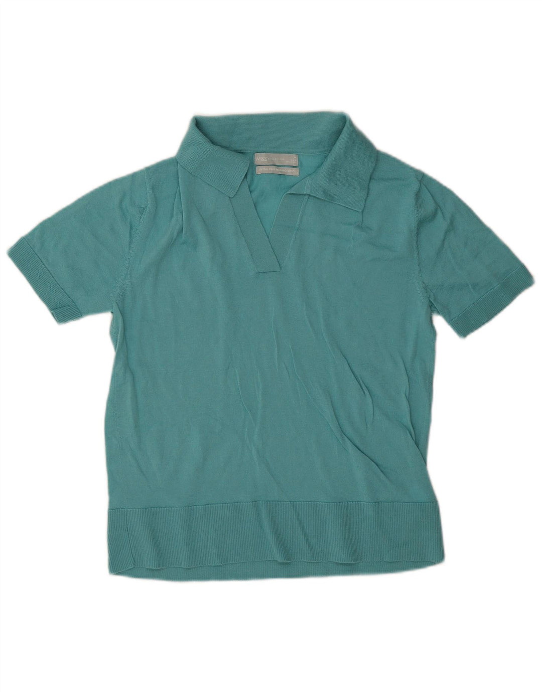 Marks & Spencer ženska polo majica UK 12 srednje plava merino vuna