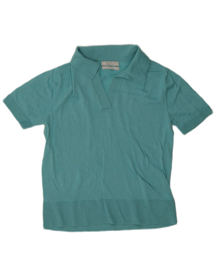 Marks & Spencer ženska polo majica UK 12 srednje plava merino vuna
