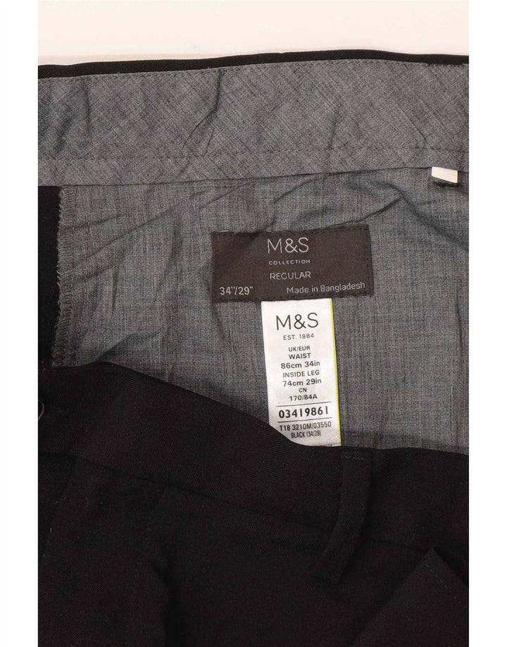 Marks & Spencer muške uobičajene hlače W34 L29 crni poliester
