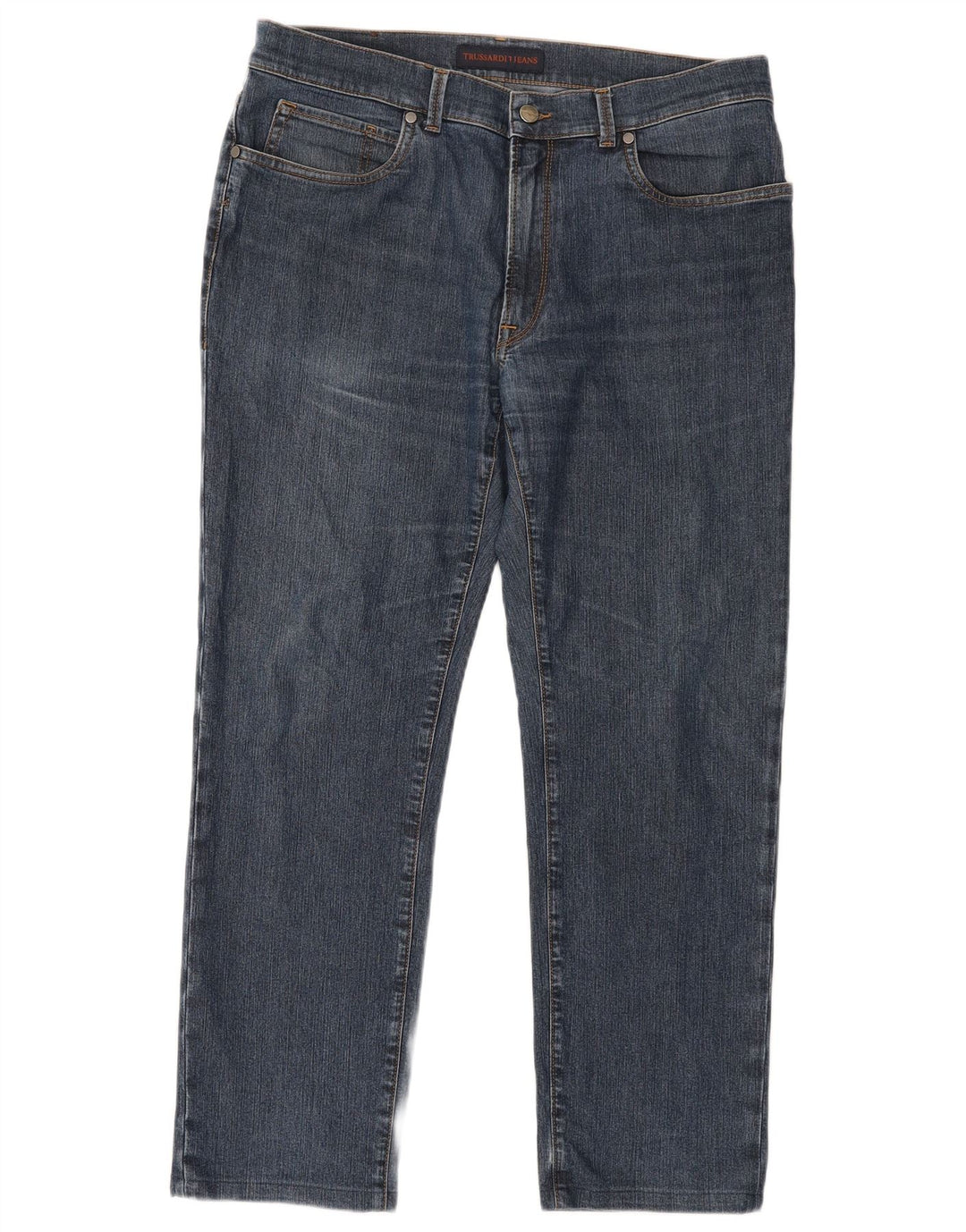 TRUSSARDI Mens Straight Jeans W37 L27 Blue Cotton