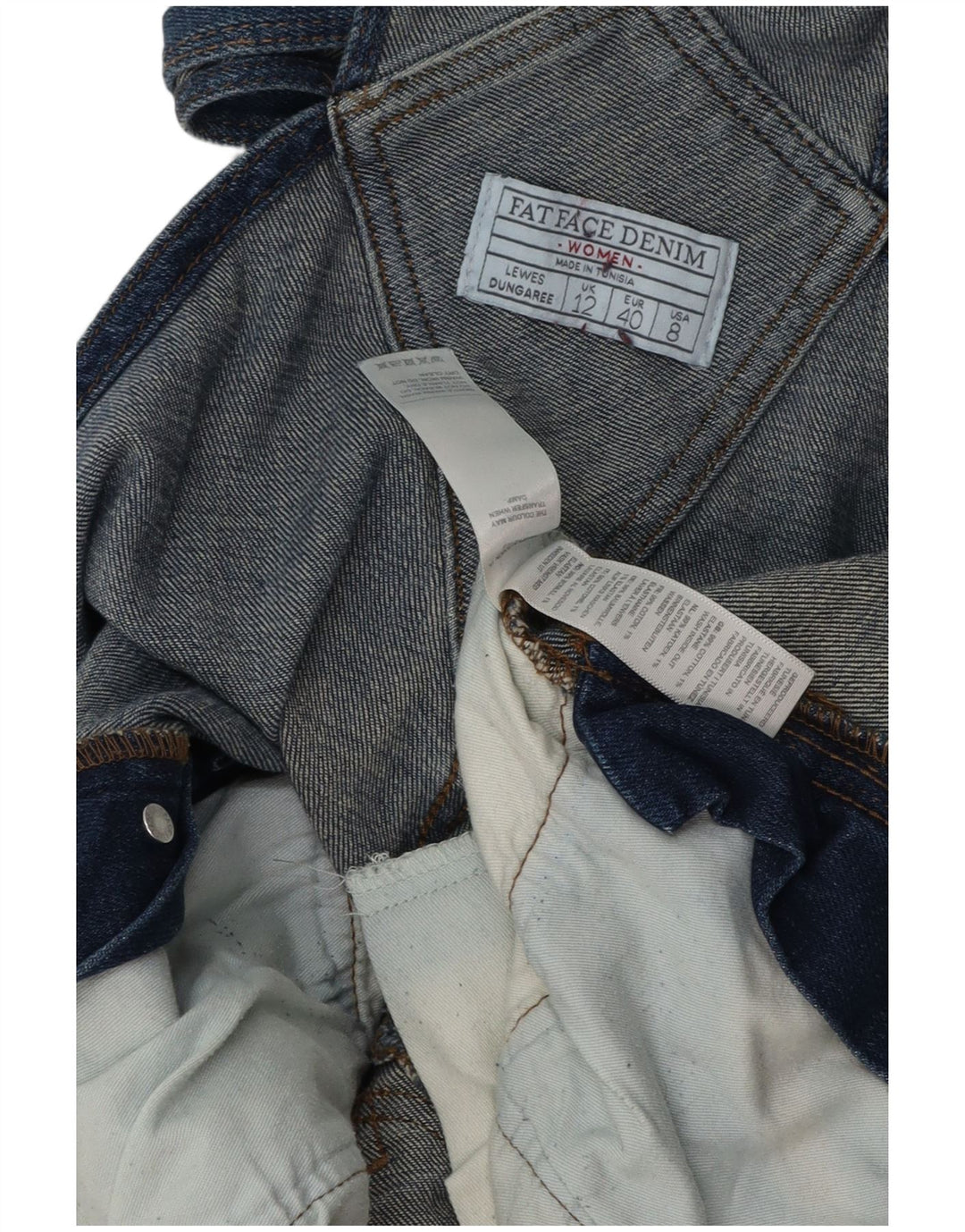 FAT FACE Ženske traperice Lewes Dungarees UK 12 srednje W34 L27 plavi pamuk