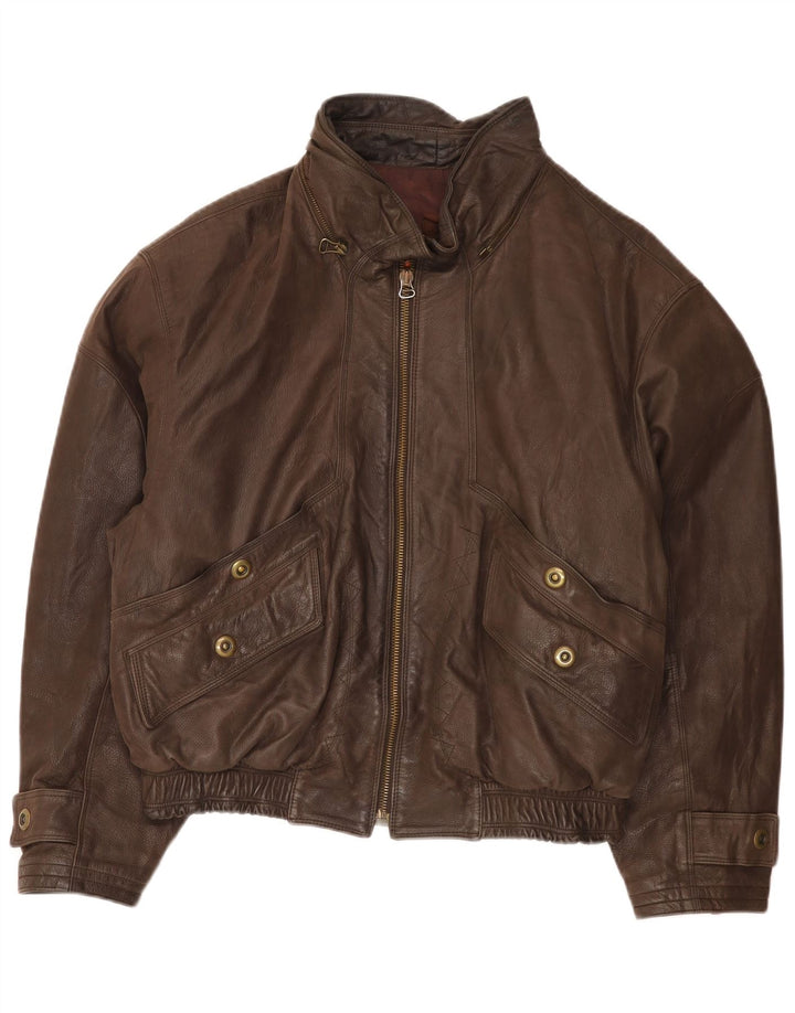 Vintage muška bomber kožna jakna EU 52 XL smeđa koža