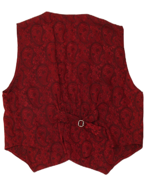 Vintage ženski prsluk UK 16 Large Burgundy Paisley Acetate