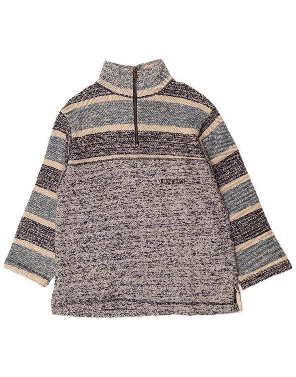 Vintage muška dukserica s 1/4 patentnim zatvaračem, retro srednje plave pruge