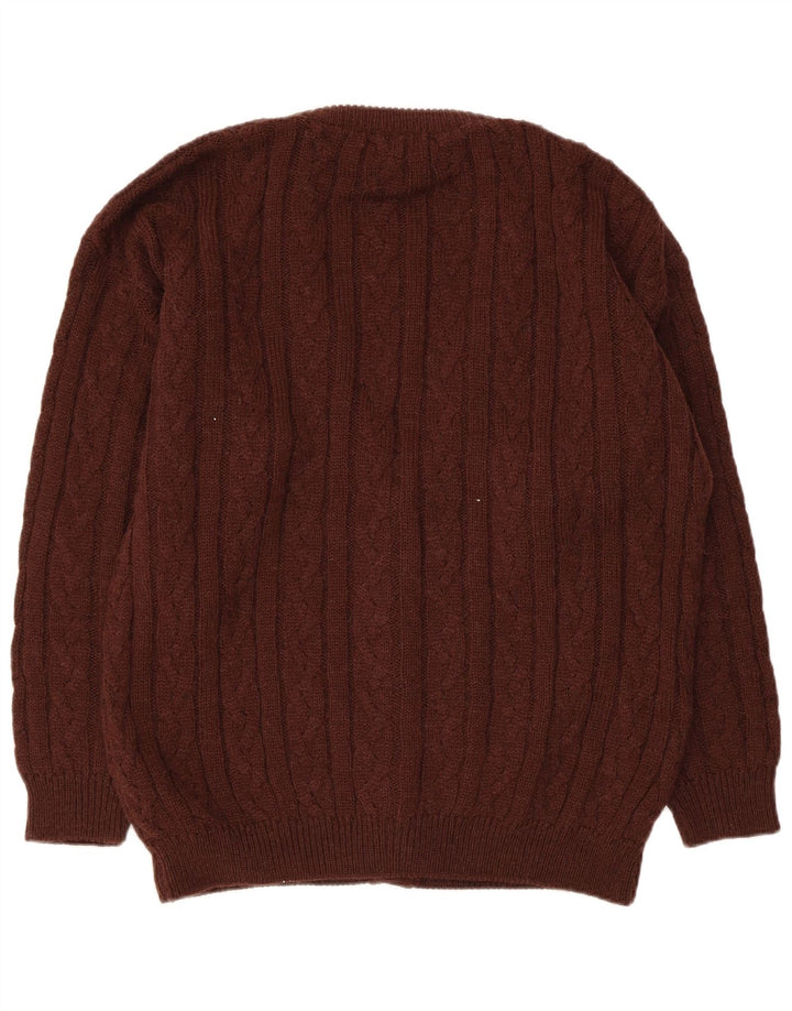 Vintage muški kardigan džemper IT 52 velika smeđa vuna alpake