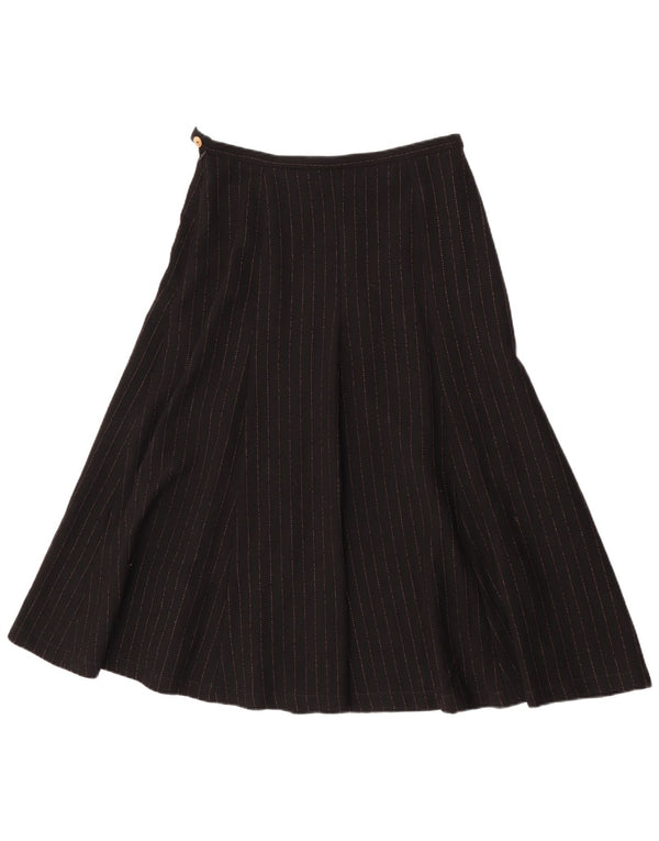 Vintage ženska suknja A-kroja visokog struka UK 12 Srednja W30 crna na pruge