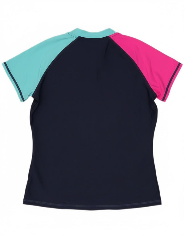 Eddie Bauer Girls T-Shirt Top 14-15 Years Large Navy Blue Colourblock