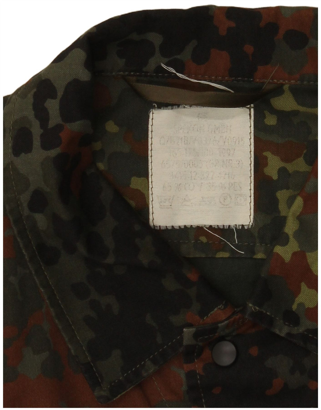 Vintage muška vojna košulja UK 38 Srednji kaki kamuflažni pamuk