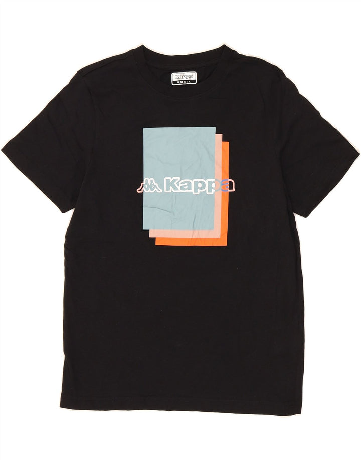 KAPPA Mens Graphic T-Shirt Top Small Black Cotton Vintage Kappa and Second-Hand Kappa from Messina Hembry 