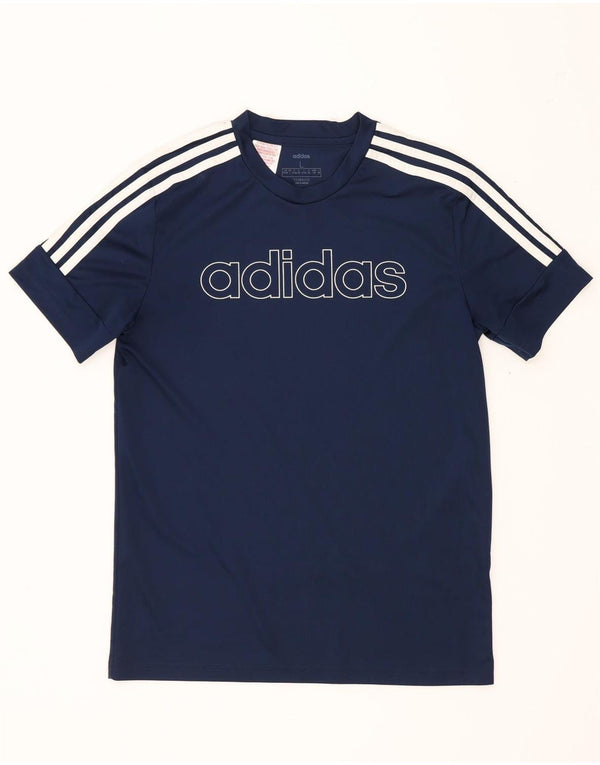 Adidas Boys Climalite Graphic T-Shirt Top 13-14 Years Large Navy Blue