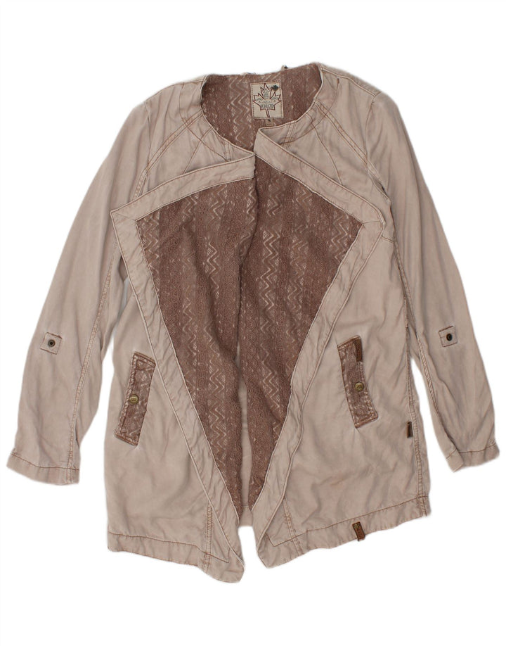 KHUJO Ženska otvorena jakna jakna UK 10 Small Beige Colourblock Lyocell
