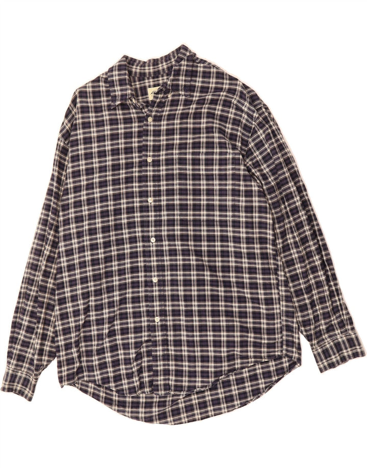 EDDIE BAUER Mens Shirt Large Navy Blue Check Cotton Vintage Eddie Bauer and Second-Hand Eddie Bauer from Messina Hembry 
