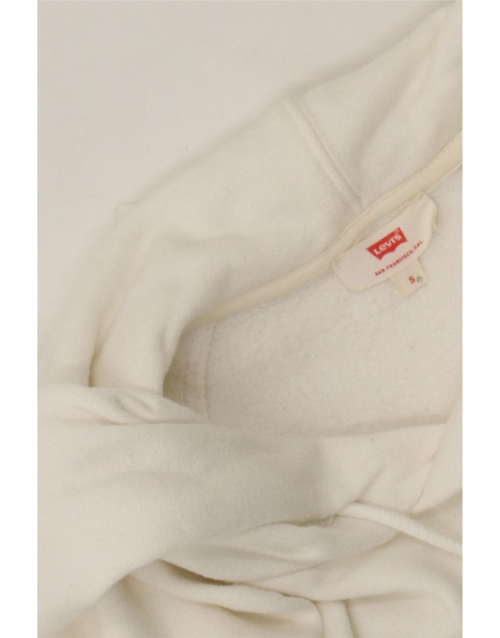 LEVI'S Mens Graphic Hoodie Jumper Small White Cotton Vintage Levi's and Second-Hand Levi's from Messina Hembry 