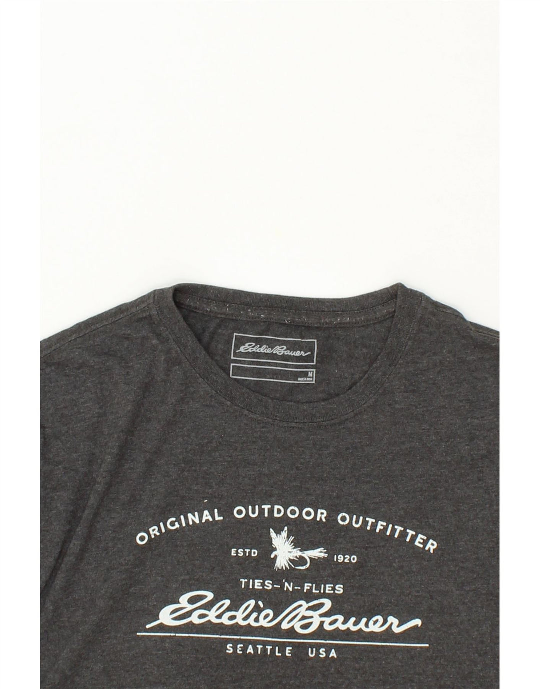 EDDIE BAUER Mens Graphic T-Shirt Top Medium Grey Cotton Vintage Eddie Bauer and Second-Hand Eddie Bauer from Messina Hembry 