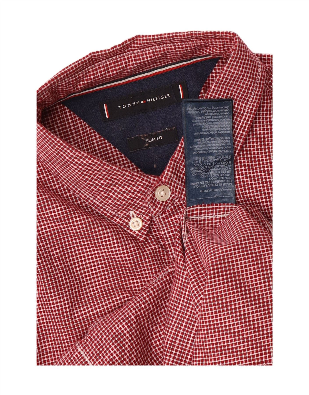 TOMMY HILFIGER Muška uska košulja srednje veličine, pamuk u obliku ptičje zube
