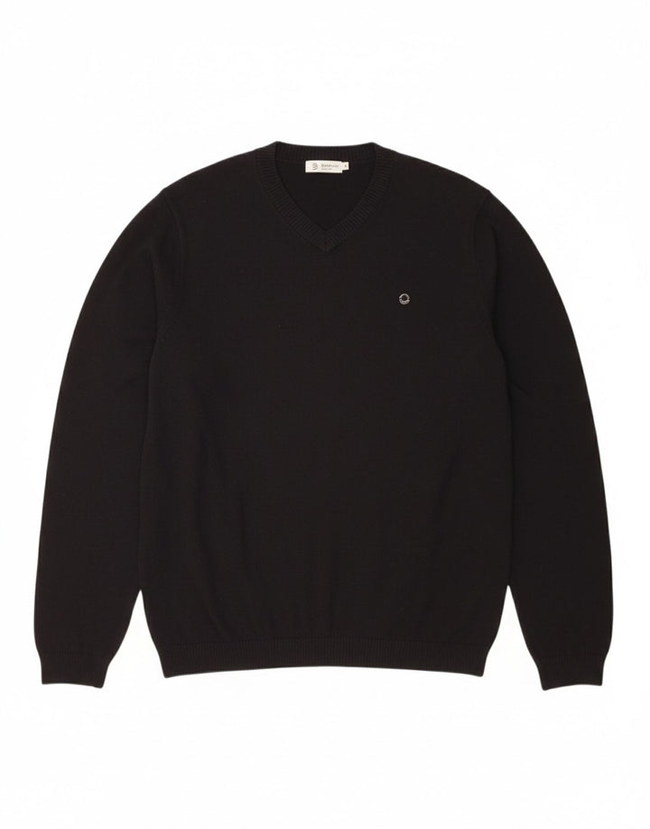 ADIDAS Mens V-Neck Jumper Sweater Medium Black