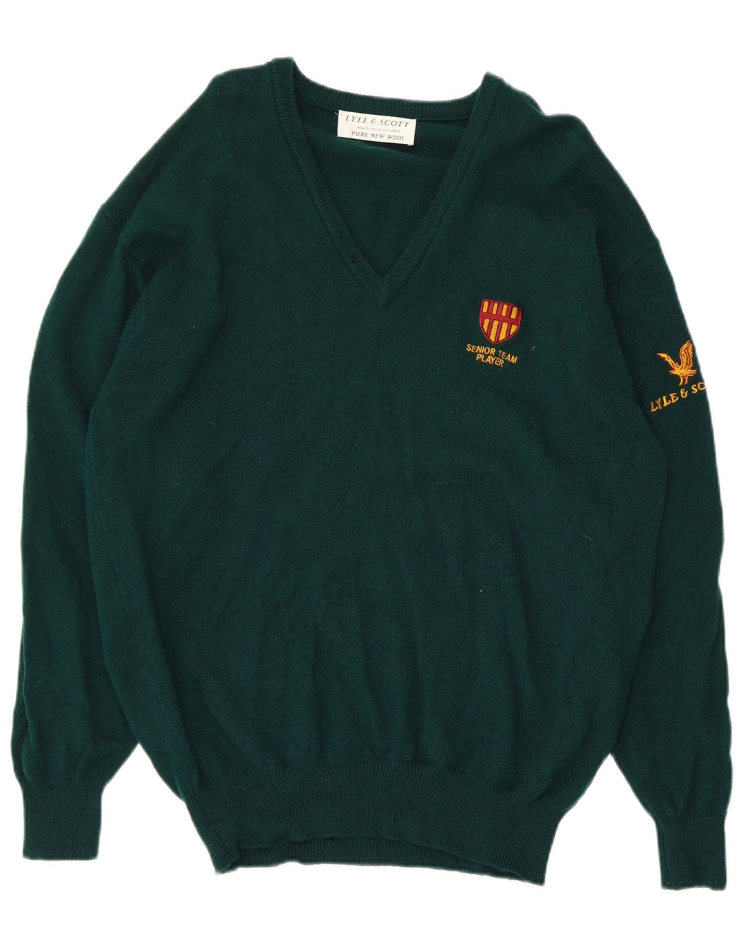 Lyle & Scott muški džemper s V-izrezom srednje zelene nove vune