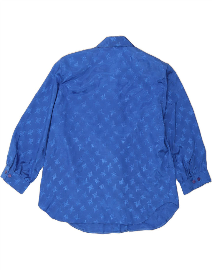 CHICC Womens Abstract Pattern 3/4 Sleeve Shirt Blouse EU 42 Large Blue Vintage Chicc and Second-Hand Chicc from Messina Hembry 