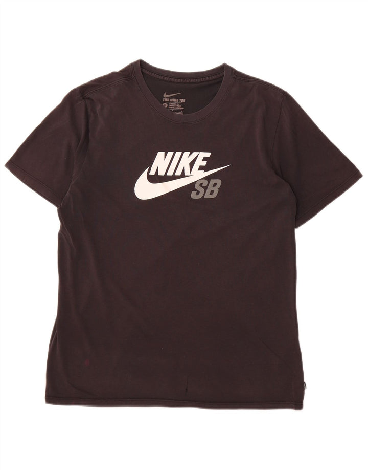 NIKE Mens Dri Fit Graphic T-Shirt Top Medium Black Cotton
