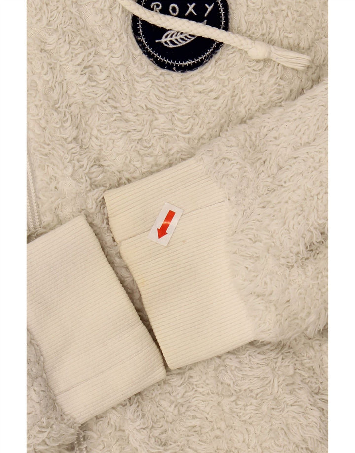 ROXY Womens Zip Hoodie Sweater UK 14 Medium White Polyester