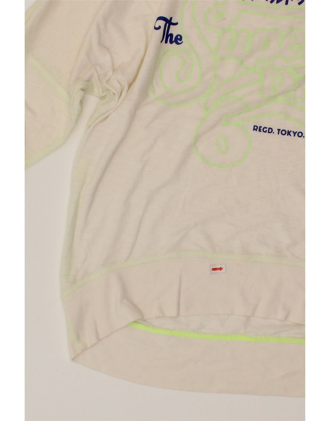 SUPERDRY Womens Oversized Graphic Top Long Sleeve UK 10 Small White Cotton Vintage Superdry and Second-Hand Superdry from Messina Hembry 