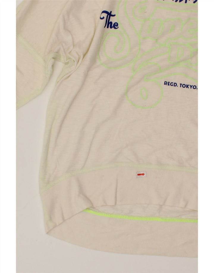 SUPERDRY Womens Oversized Graphic Top Long Sleeve UK 10 Small White Cotton Vintage Superdry and Second-Hand Superdry from Messina Hembry 