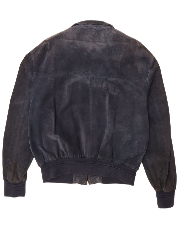 Vintage muška bomber jakna od brušene kože UK 42 XL tamnoplava
