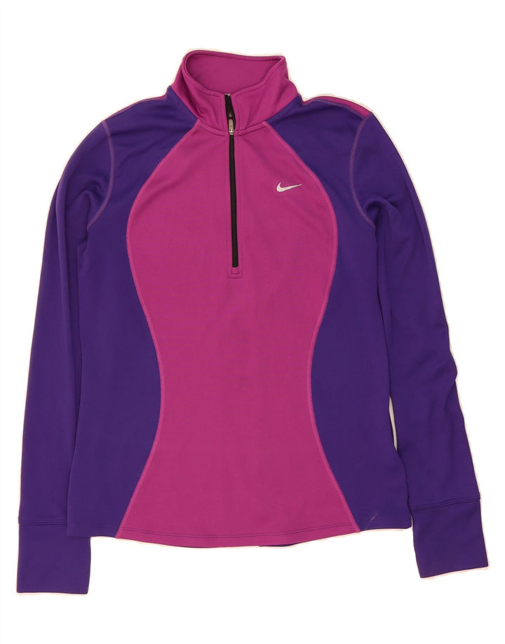 NIKE Womens Pullover Tracksuit Top UK 12 Medium Purple Colourblock Vintage Nike and Second-Hand Nike from Messina Hembry 