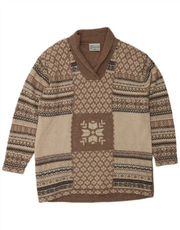 SURPRISE Ženski pulover sa šalom i izrezom IT 40/42 srednje bež boje