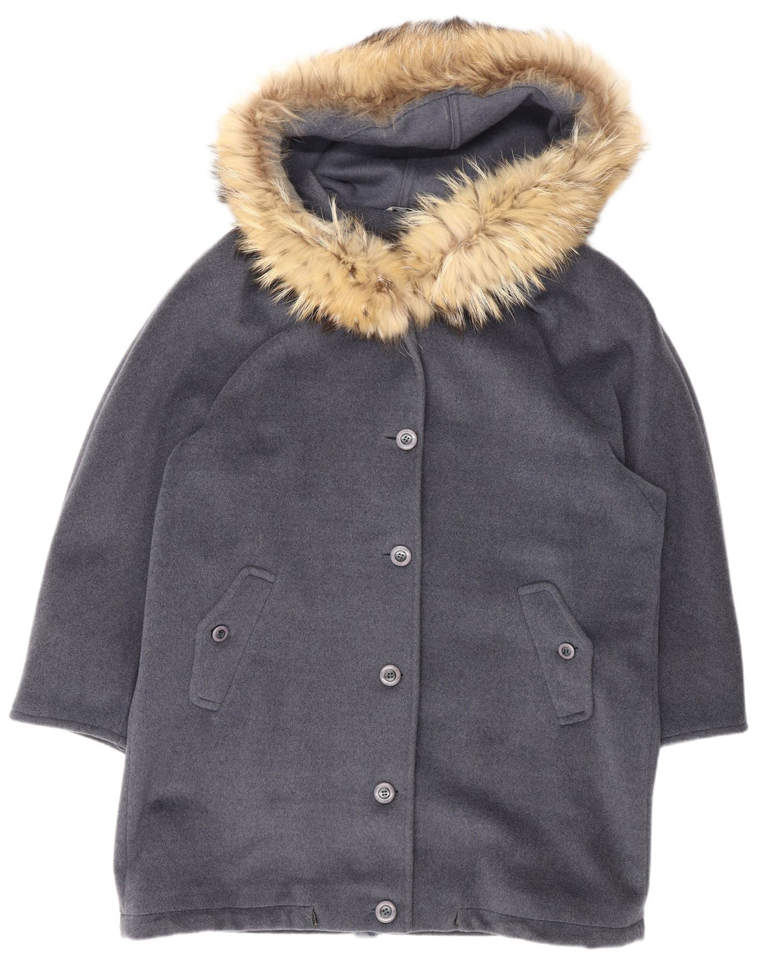 Max Mara ženska velika parka jakna s kapuljačom UK 12 Srednje siva djevičanska vuna