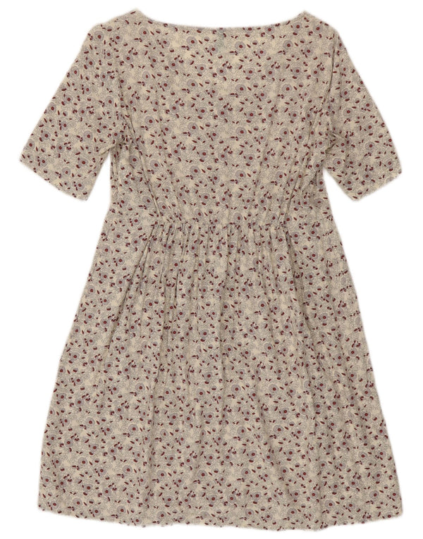 BENETTON ženska haljina A-kroja UK 6 XS Off bijela cvjetna viskoza